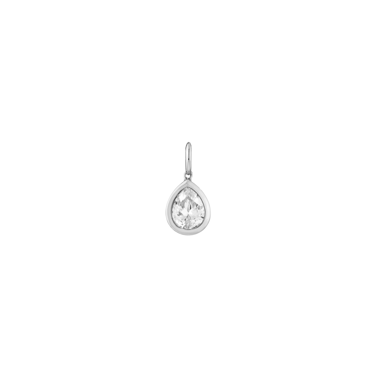 Pear Lab Grown White Sapphire Bezel Pendant Vermeil White Gold First