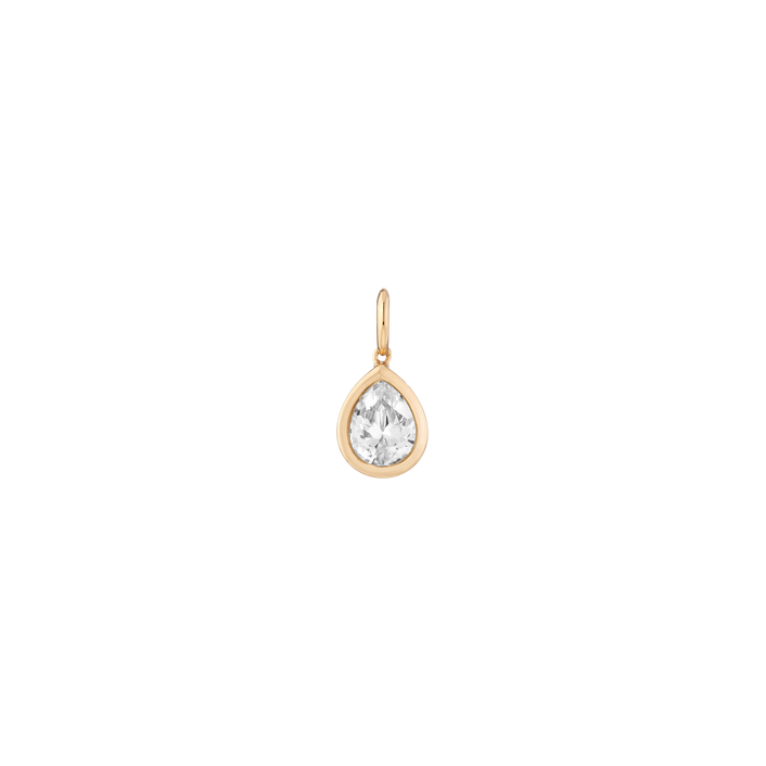 Pear Lab Grown White Sapphire Bezel Pendant