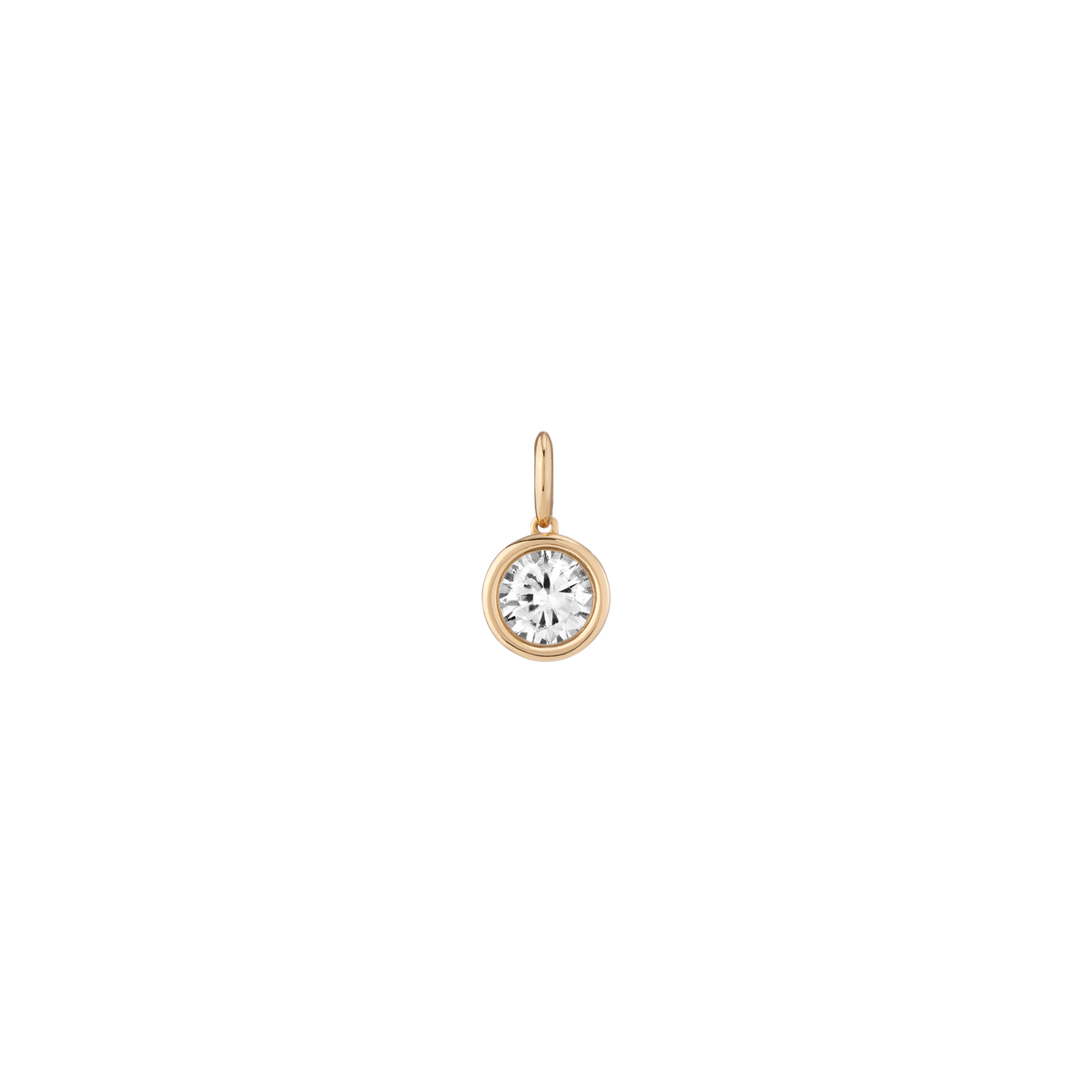 Round Lab Grown White Sapphire Bezel Pendant Vermeil Yellow Gold First