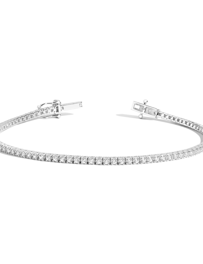 Petite Lab Grown White Sapphire Tennis Bracelet Vermeil White Gold 6in 6.5in 7in First