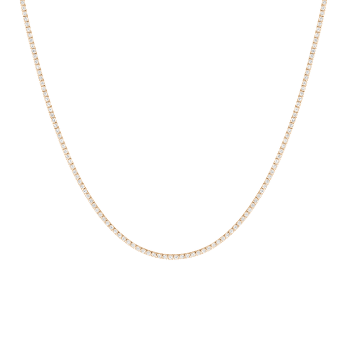 Petite Lab Grown White Sapphire Tennis Necklace Vermeil Yellow Gold 16in First