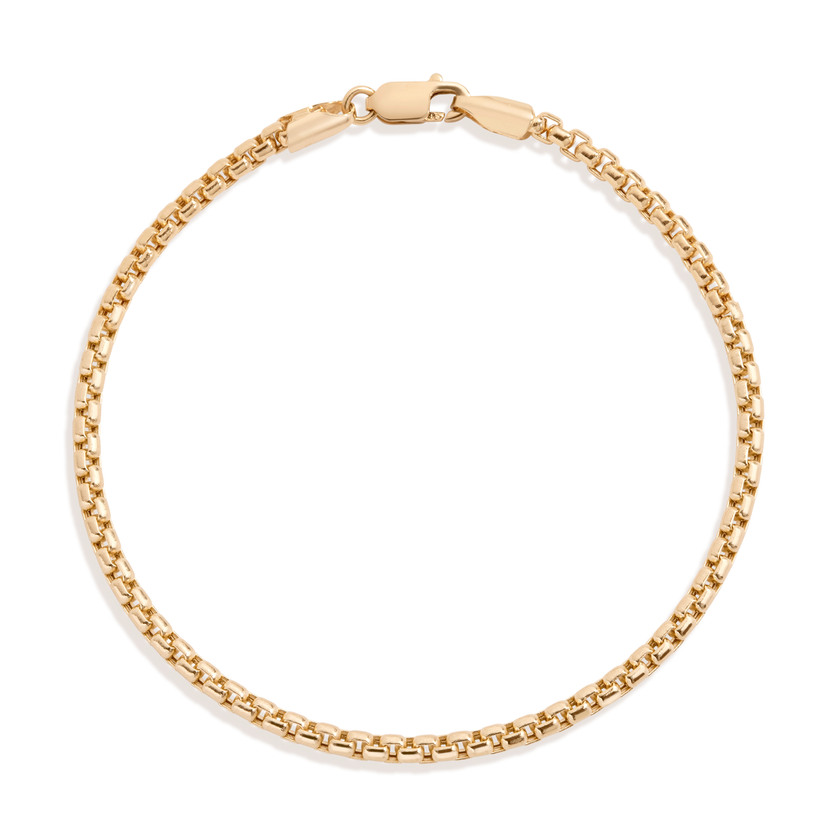 Round Box Chain Bracelet Vermeil 14k Yellow Gold 6in 6.5in 7in 7.5in First