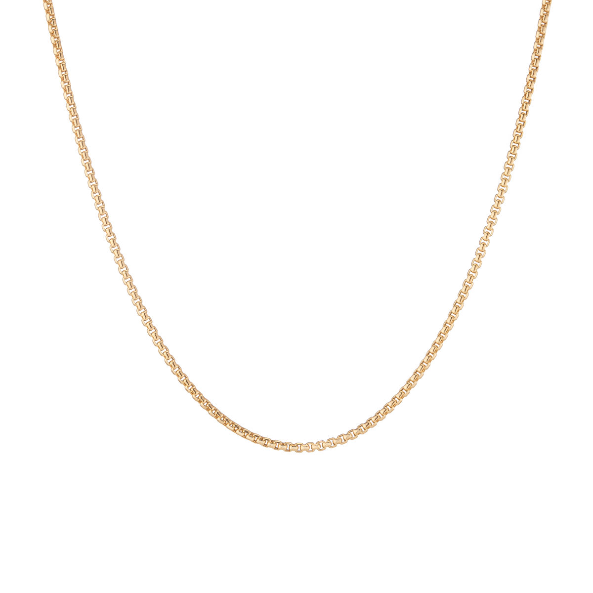 Round Box Chain Necklace Vermeil 14k Yellow Gold 16in 18in 20in 22in First