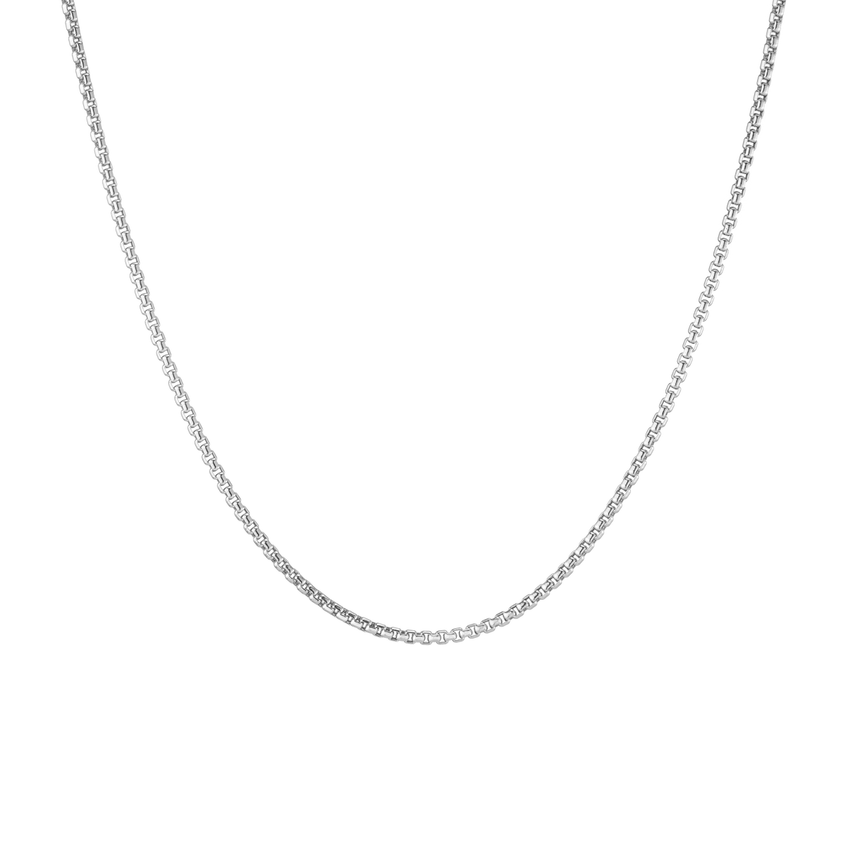 Round Box Chain Necklace Vermeil 14k White Gold 16in 18in 20in 22in First