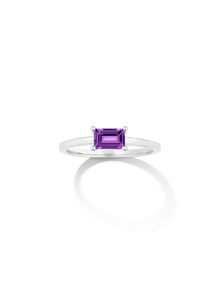 Birthstone Baguette Ring - Amethyst Vermeil 14k 18k White Gold First