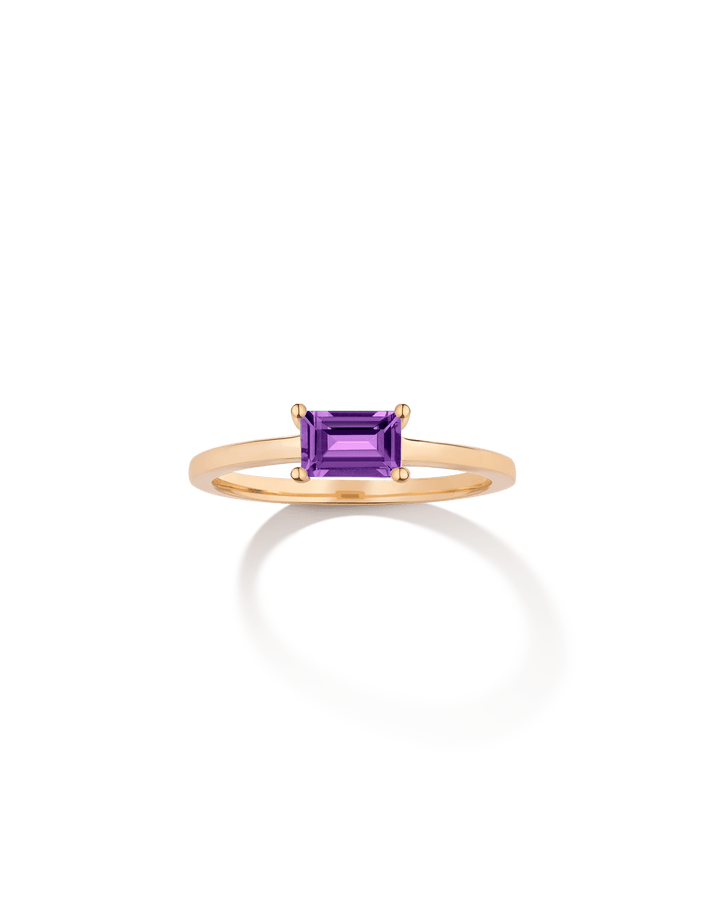 Birthstone Baguette Ring - Amethyst Vermeil 14k 18k Yellow Gold First