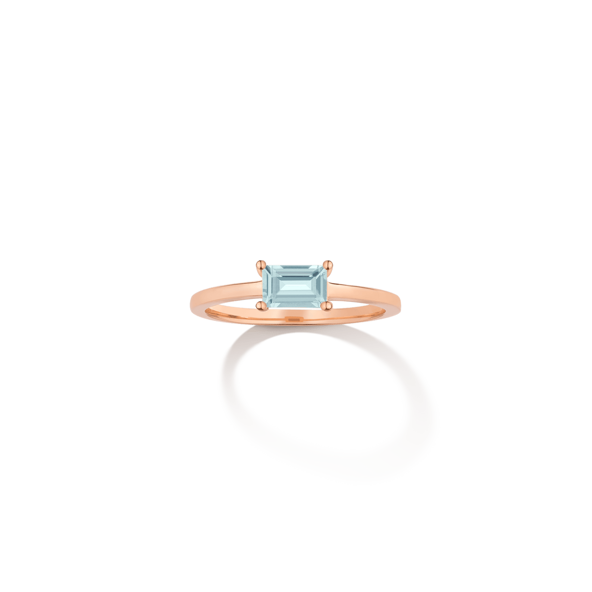 Birthstone Baguette Ring Vermeil 14k 18k Rose Gold Aquamarine - Mar