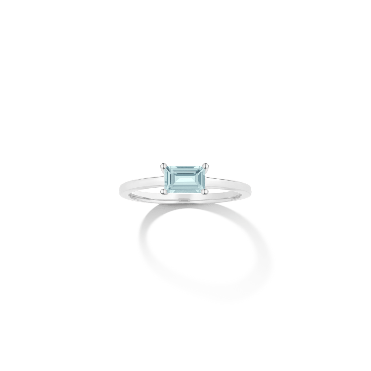 Birthstone Baguette Ring Vermeil 14k 18k  White Gold Aquamarine - Mar