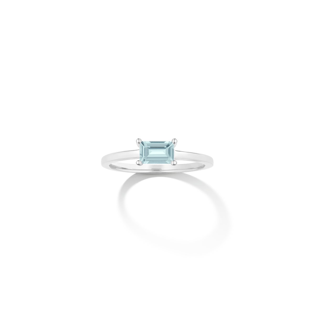 Birthstone Baguette Ring - Aquamarine Vermeil 14k 18k White Gold First