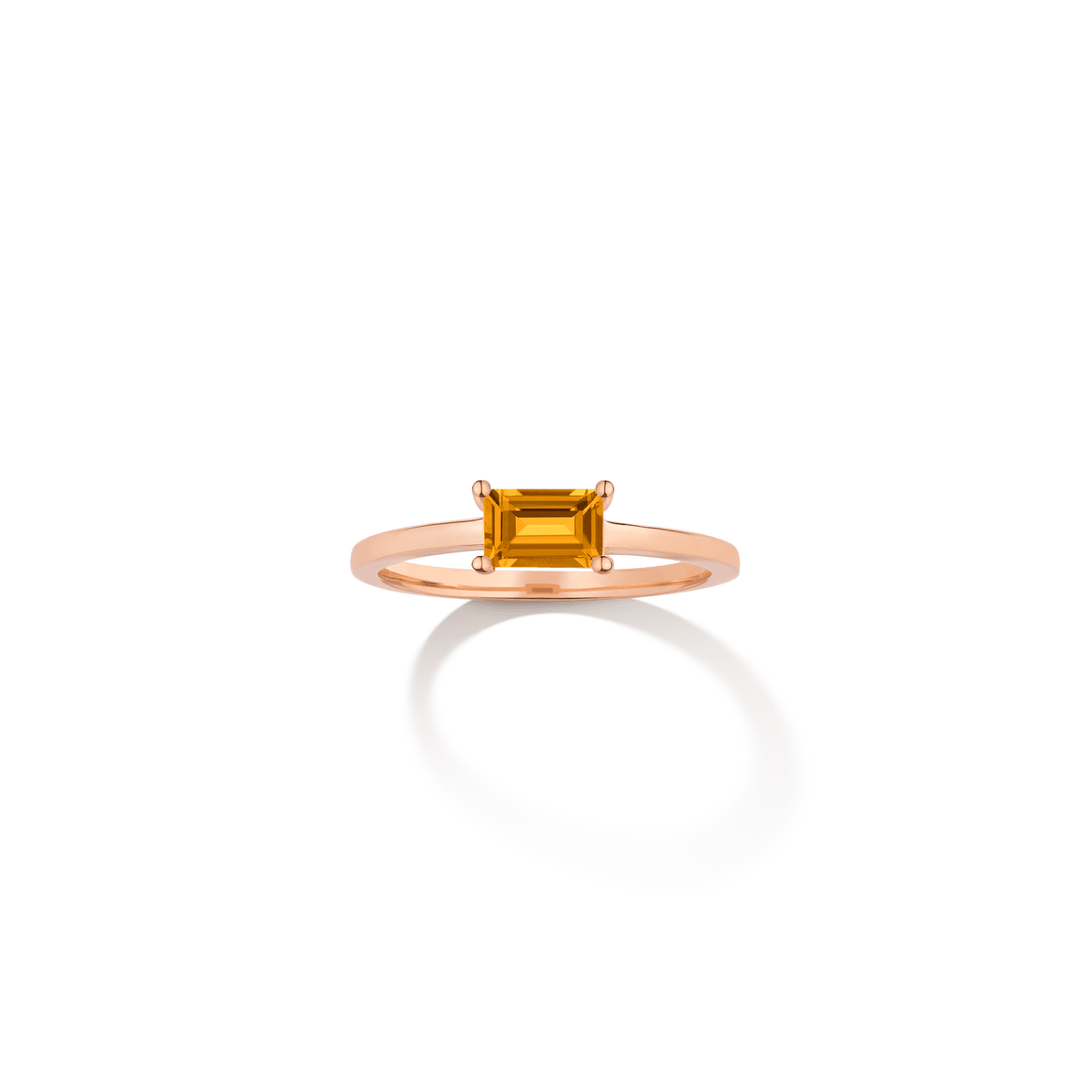 Birthstone Baguette Ring Vermeil 14k 18k Rose Gold Citrine - Nov