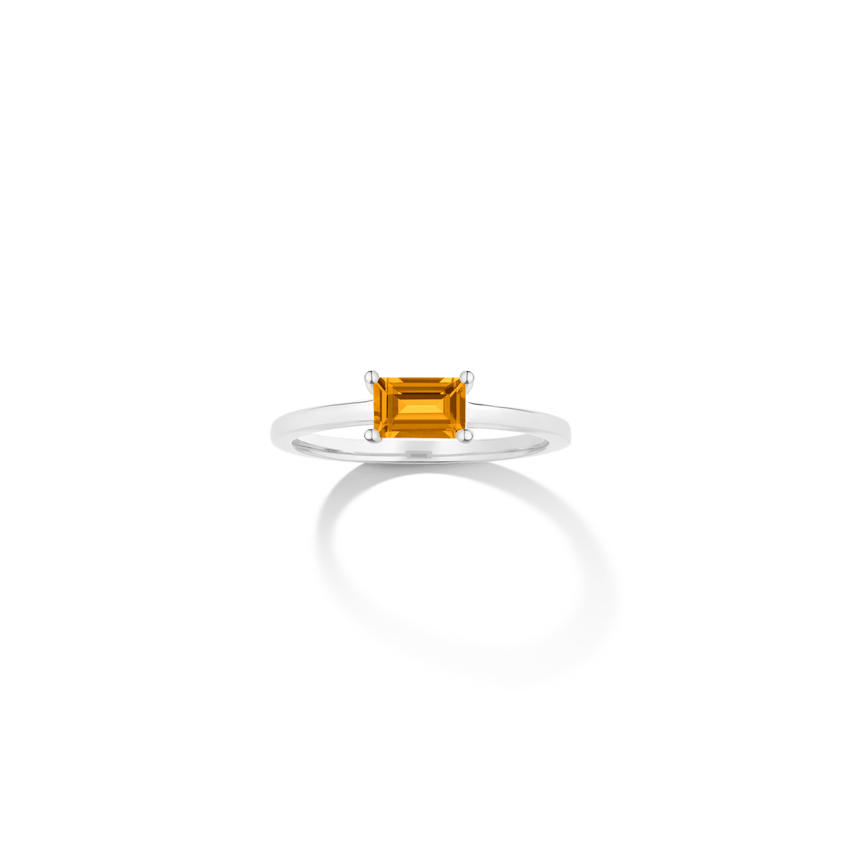 Birthstone Baguette Ring Vermeil 14k 18k White Gold Citrine - Nov