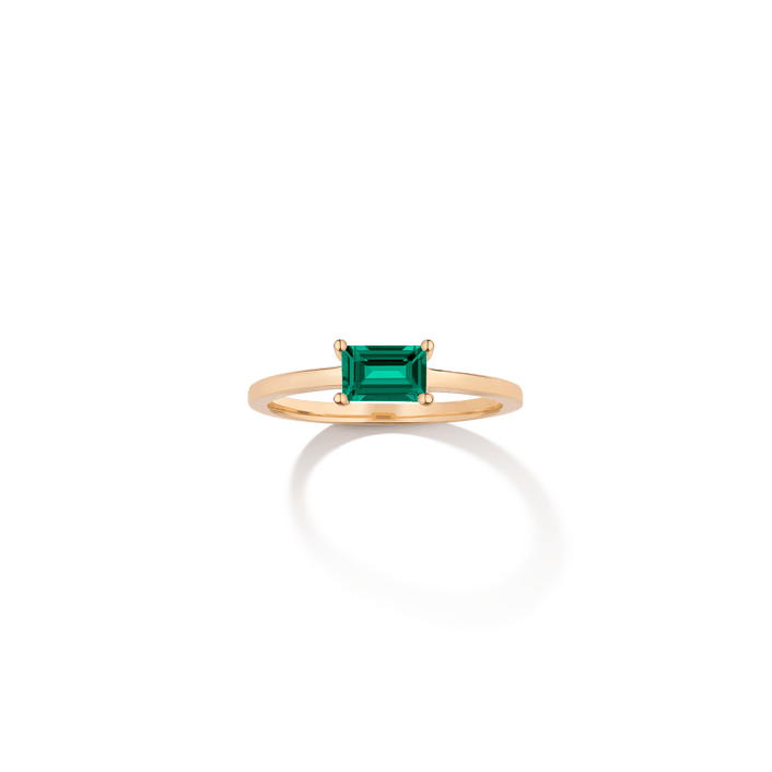 Birthstone Baguette Ring Vermeil 14k 18k  Yellow Gold Emerald - May First