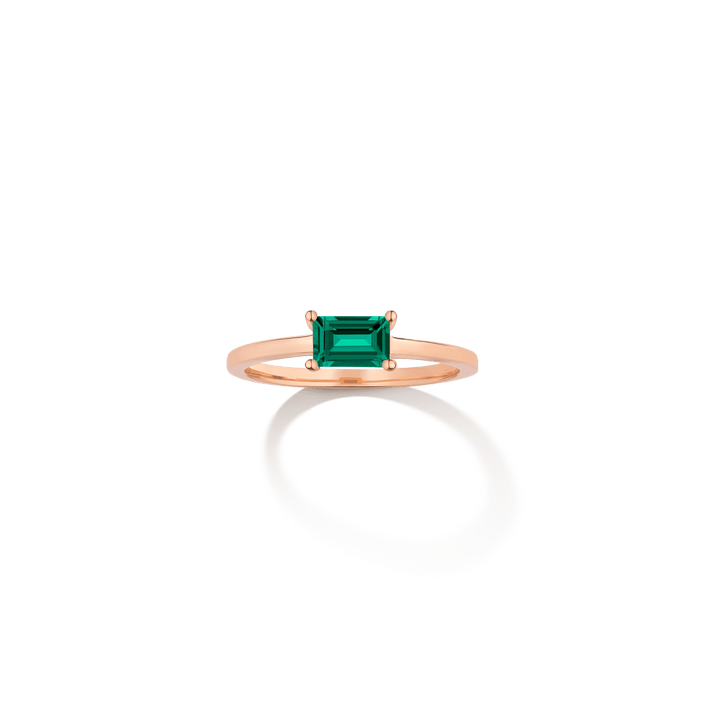 Birthstone Baguette Ring Vermeil 14k 18k  Rose Gold Emerald - May First