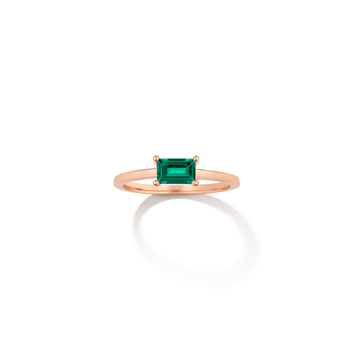 Birthstone Baguette Ring - Emerald Vermeil 14k 18k Rose Gold First