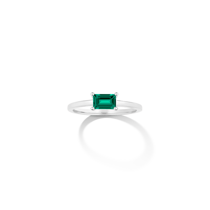 Birthstone Baguette Ring Vermeil 14k 18k  White Gold Emerald - May First