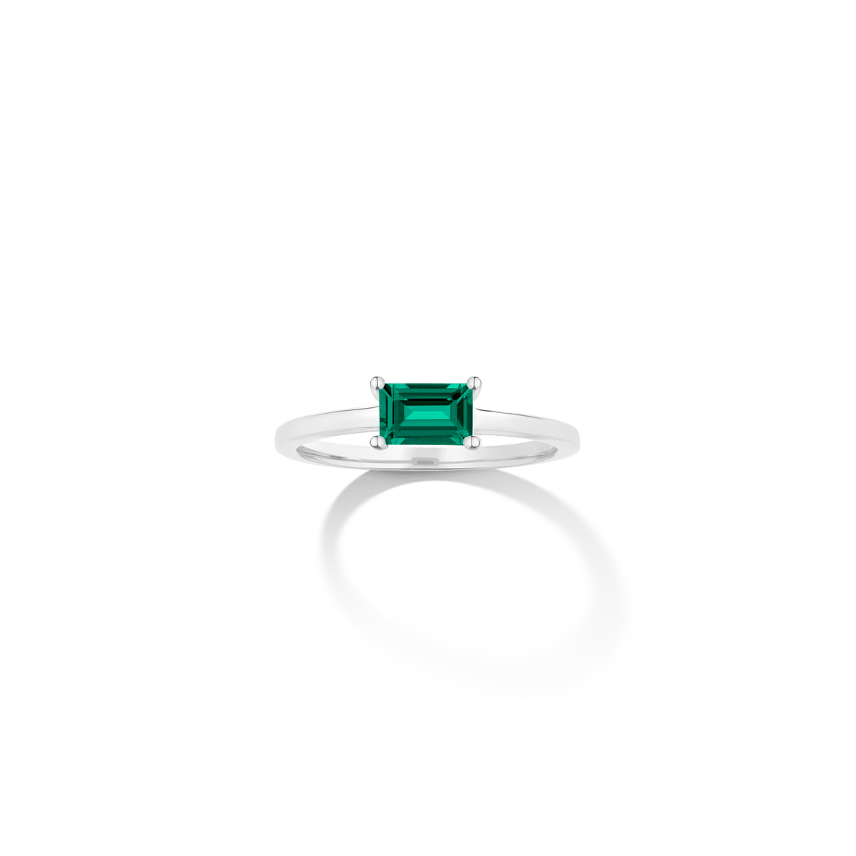 Birthstone Baguette Ring - Emerald Vermeil 14k 18k White Gold First