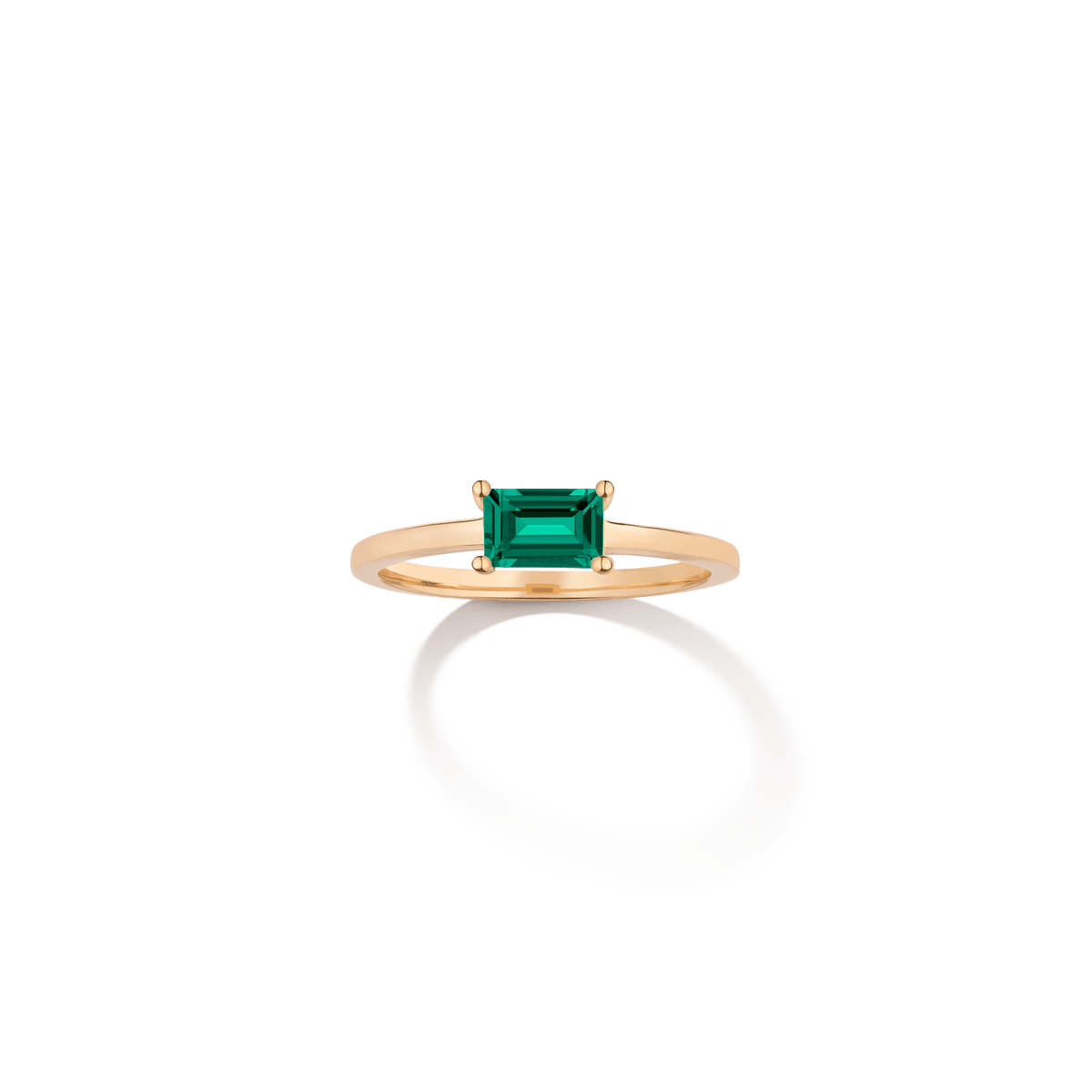 Birthstone Baguette Ring - Emerald Vermeil 14k 18k Yellow Gold First