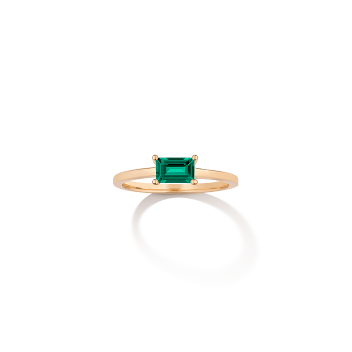 Birthstone Baguette Ring - Emerald Vermeil 14k 18k Yellow Gold First