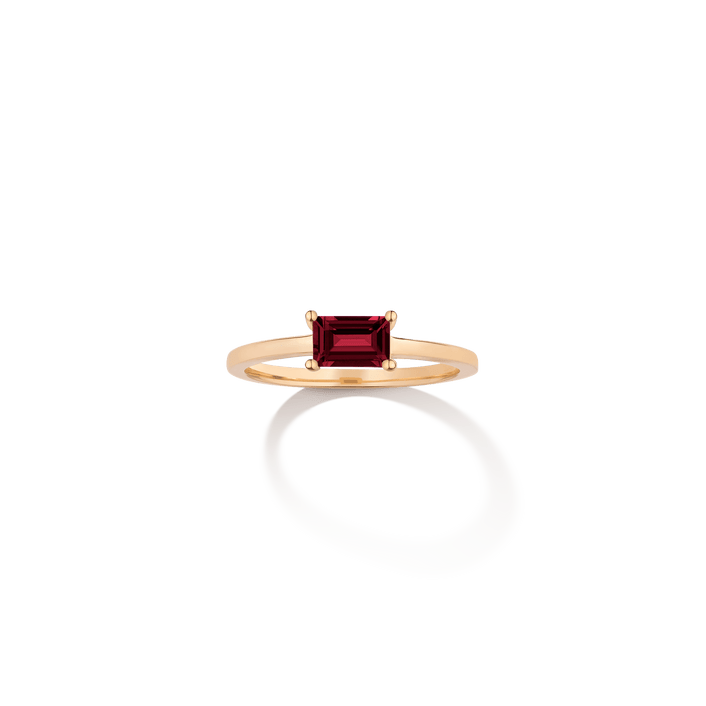 Birthstone Baguette Ring Vermeil 14k 18k Yellow Gold Garnet - Jan First