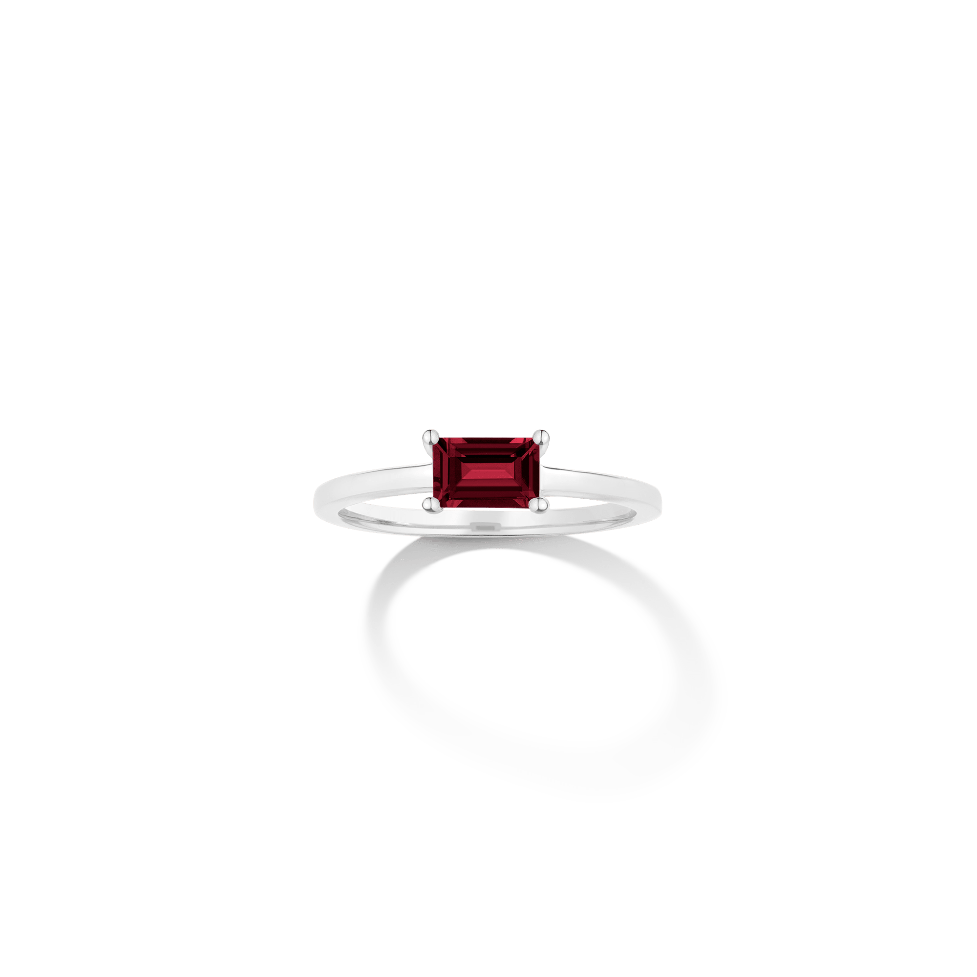 Birthstone Baguette Ring - Garnet