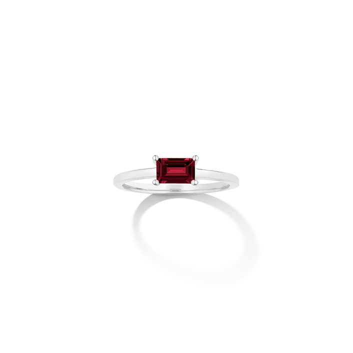 Birthstone Baguette Ring Vermeil 14k 18k White Gold Garnet - Jan First