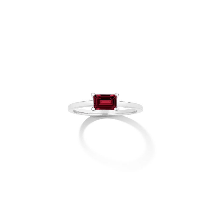 Birthstone Baguette Ring Garnet