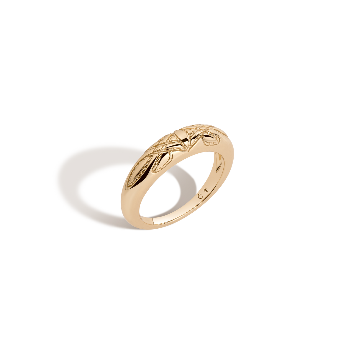 Aurate x Frye: Western Stich Mini Dome Ring Vermeil Yellow Gold 