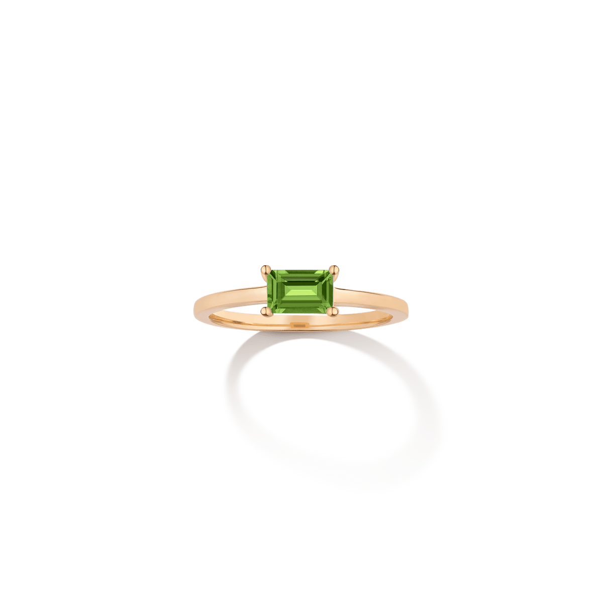 Birthstone Baguette Ring Vermeil 14k 18k  Yellow Gold Peridot - Aug