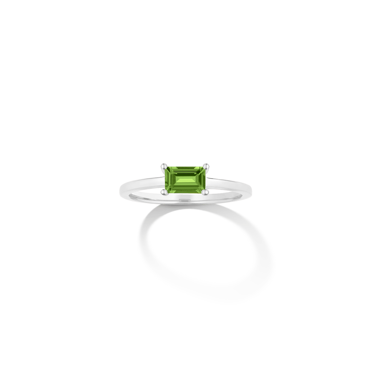 Birthstone Baguette Ring Vermeil 14k 18k White Gold Peridot - Aug