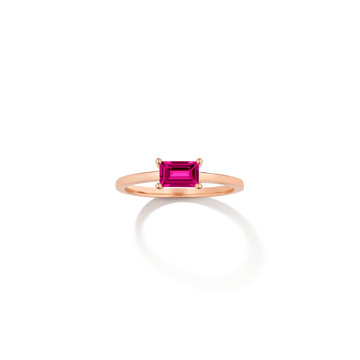 Birthstone Baguette Ring - Ruby Vermeil 14k 18k Rose Gold First