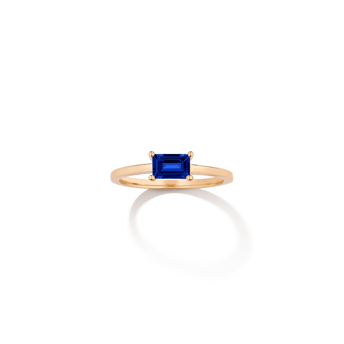 Birthstone Baguette Ring Vermeil 14k 18k Yellow Gold Blue Sapphire - Sep