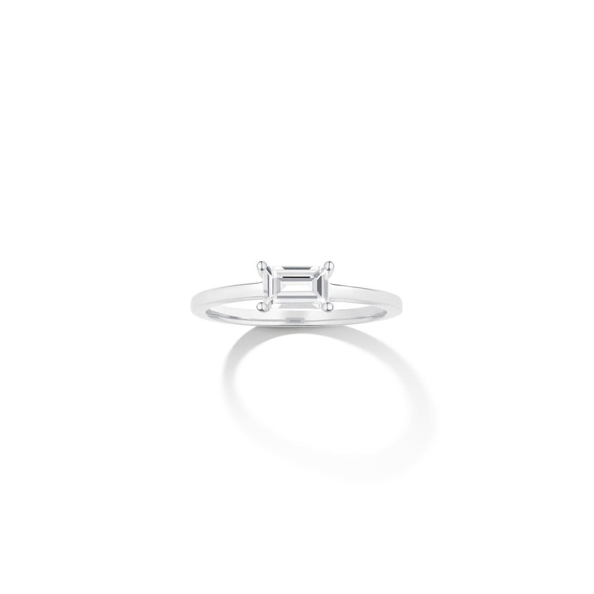 Birthstone Baguette Ring Vermeil 14k 18k White Gold White Topaz - Apr