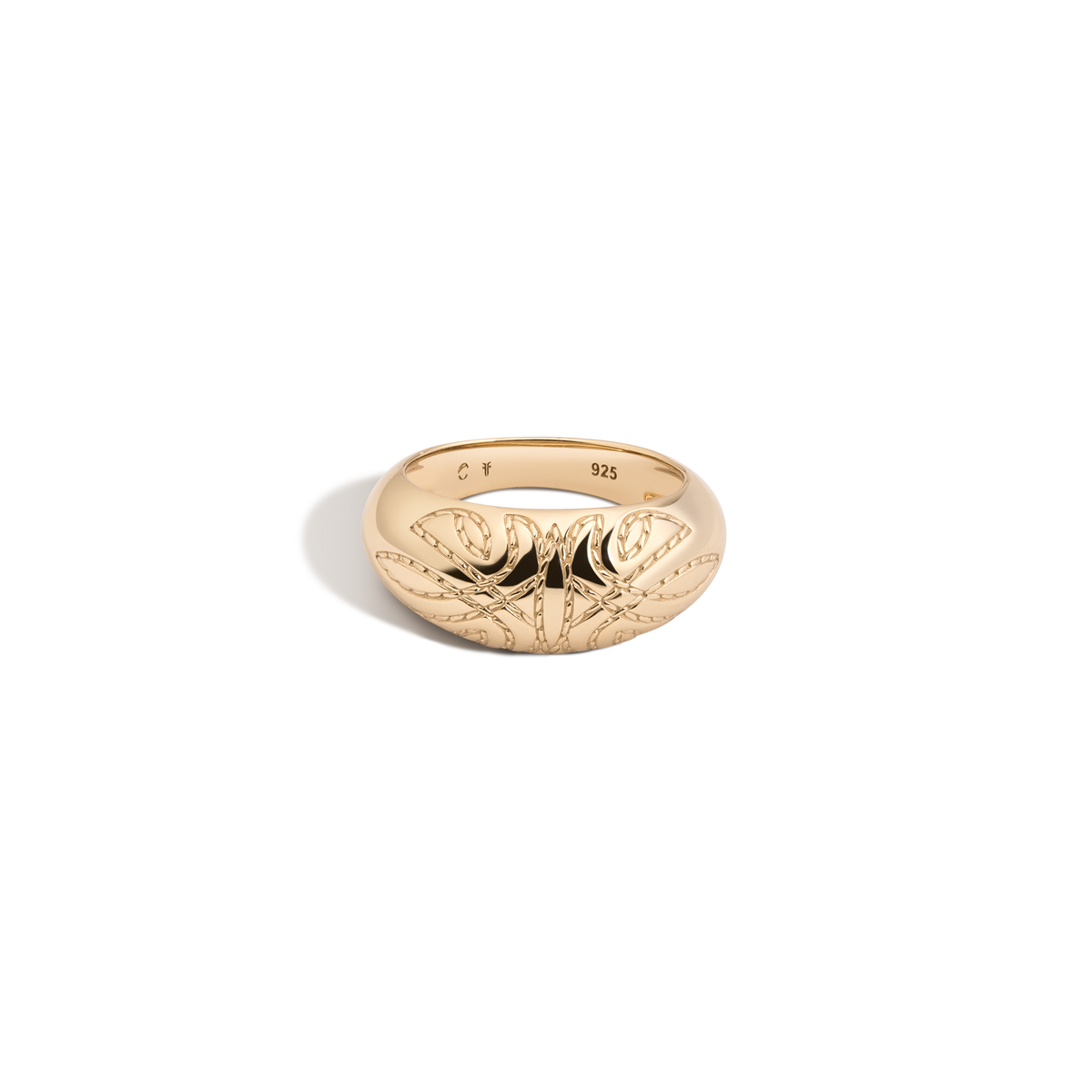 Aurate x Frye: Western Stich Dome Ring Vermeil Yellow Gold First