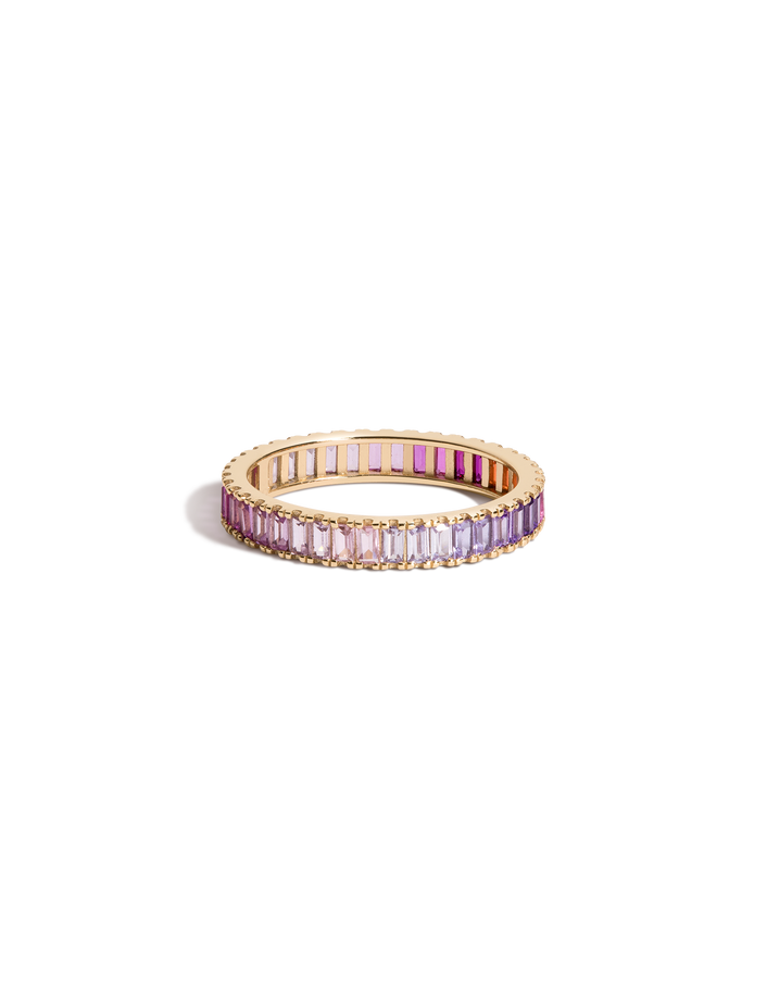Pink Ombré Baguette Eternity Ring Vermeil Yellow Gold First