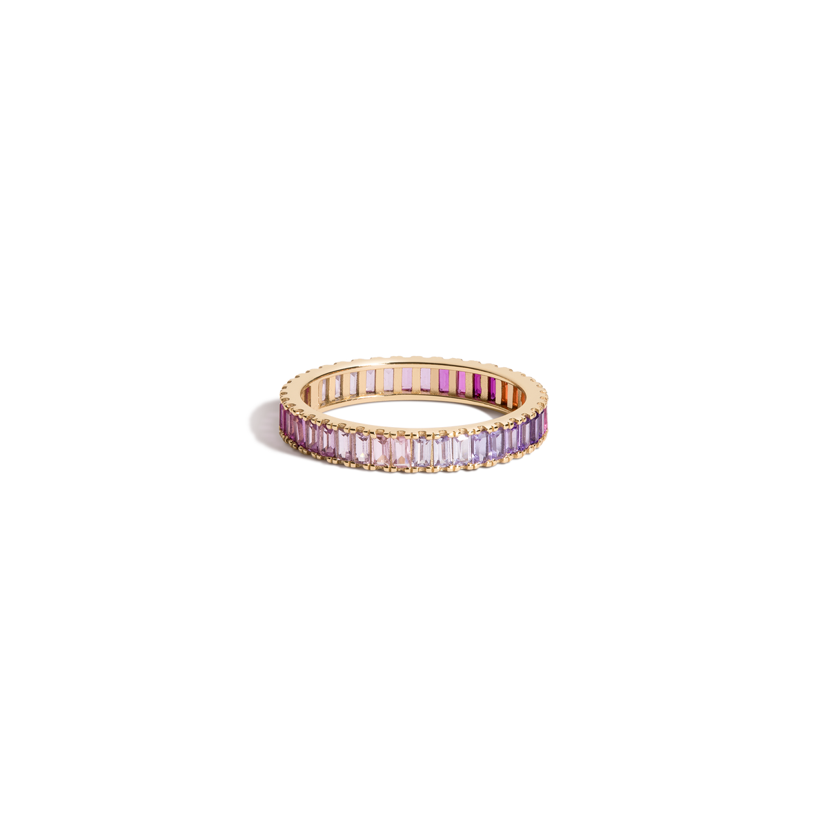 Pink Ombré Baguette Eternity Ring Vermeil Yellow Gold First