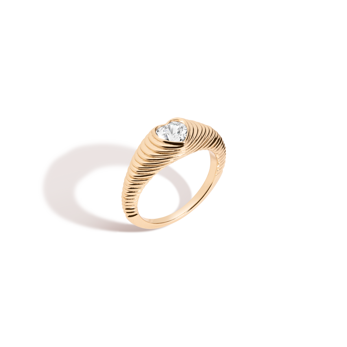 Radiant Heart Art Deco Ring Vermeil Yellow Gold