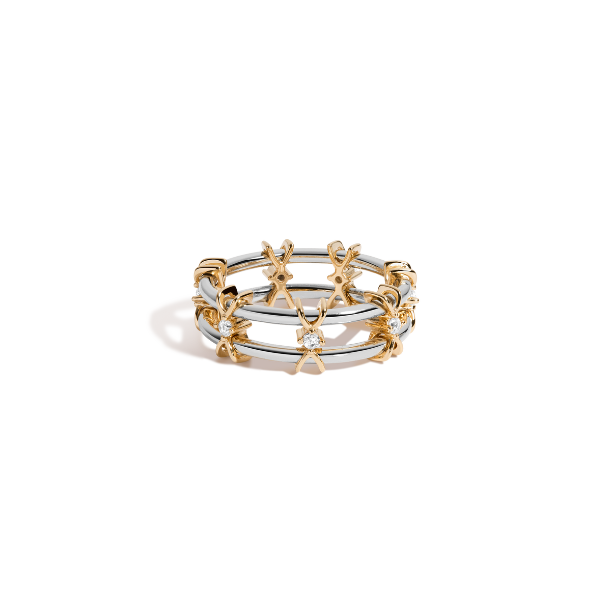 Kinetic Two-Tone Ring Vermeil Yellow / White
