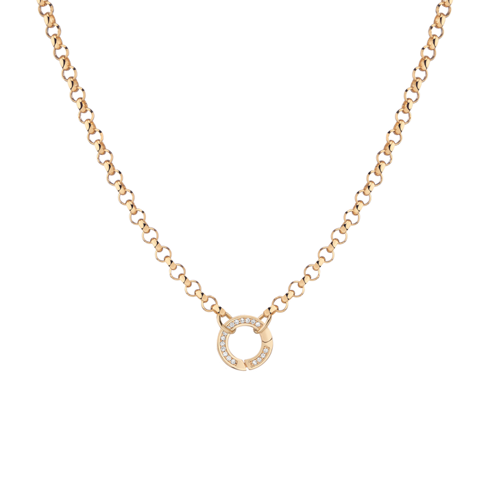 Rolo Chain Charm Necklace Vermeil Yellow Gold 16in 18in Lab Grown White Sapphire First