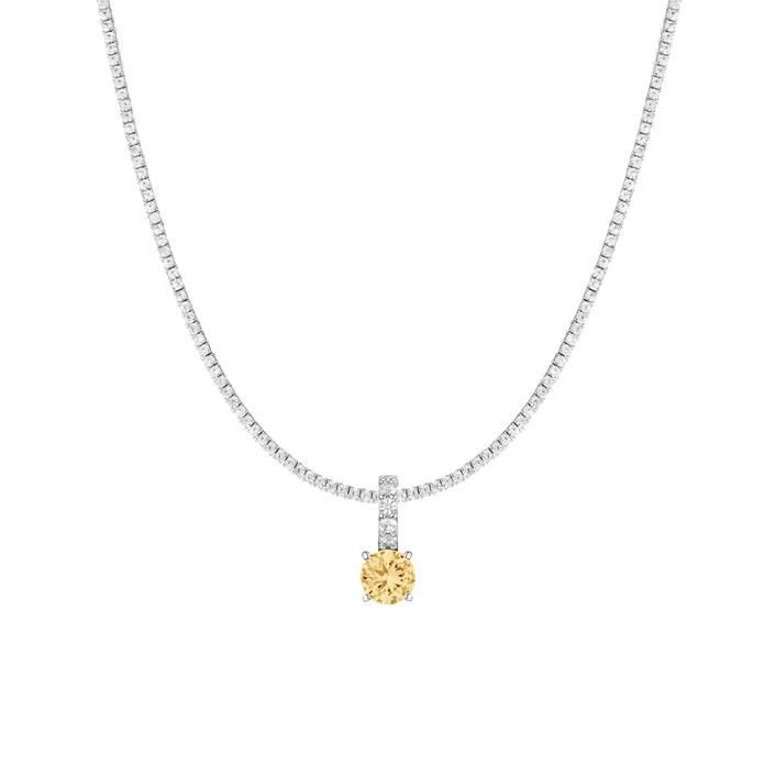 7ct Round Tennis Charm Necklace Set