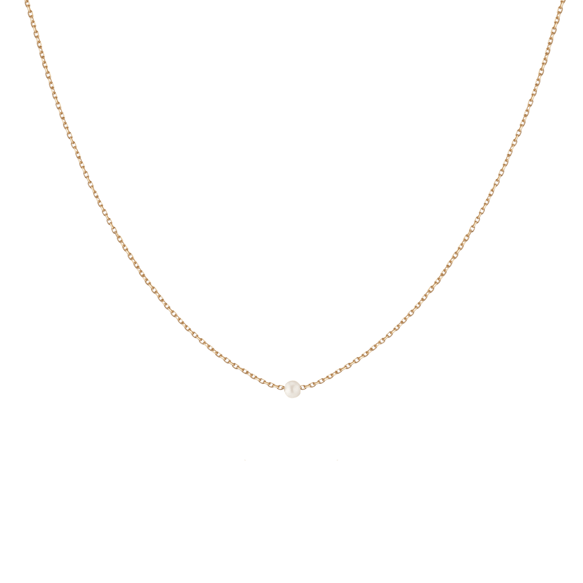 Mini Threaded Pearl Necklace Vermeil 14k 18k Yellow Gold 16.5in First