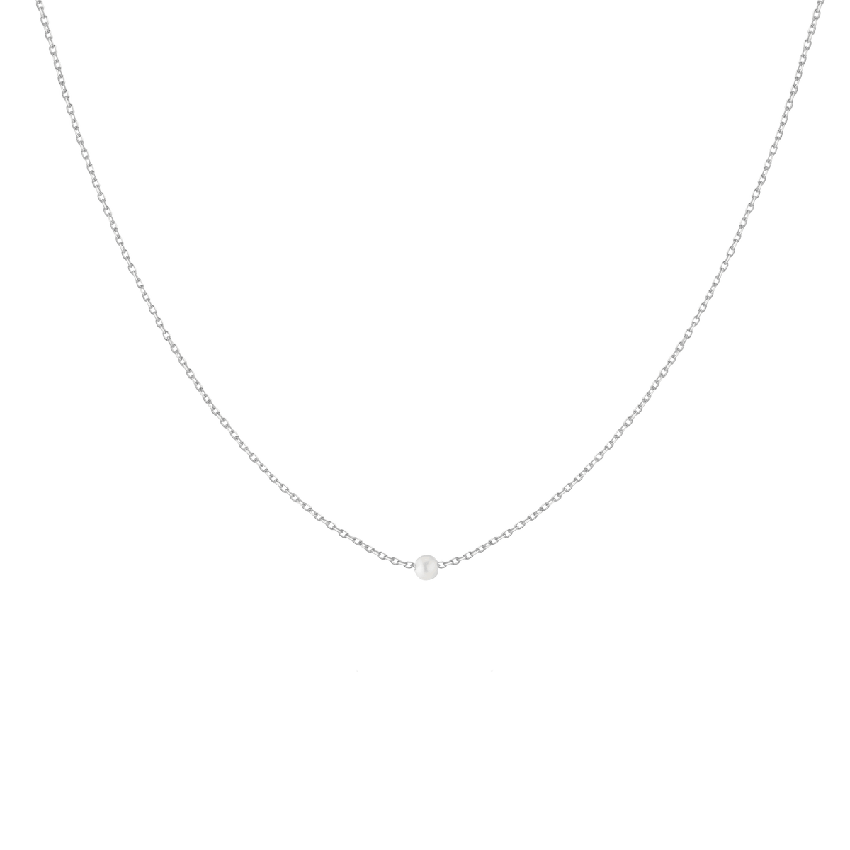 Mini Threaded Pearl Necklace Vermeil 14k 18k White Gold 16.5in First