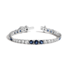 Lab Grown Blue Sapphire and White Sapphire Scalloped Tennis Bracelet Vermeil White Gold 6in 6.5in 7in 7.5in First