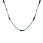 Lab Grown Blue Sapphire and White Sapphire Scalloped Tennis Necklace