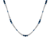 Lab Grown Blue Sapphire and White Sapphire Scalloped Tennis Necklace Vermeil White Gold 16in First
