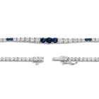 Lab Grown Blue Sapphire and White Sapphire Scalloped Tennis Necklace