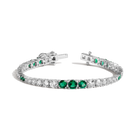 Lab Grown Green Emerald and White Sapphire Scalloped Tennis Bracelet