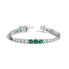 Lab Grown Emerald and White Sapphire Scalloped Tennis Bracelet Vermeil White Gold 6in 6.5in 7in 7.5in First