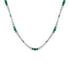 Lab Grown Green Emerald and White Sapphire Scalloped Tennis Necklace