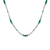 Lab Grown Emerald and White Sapphire Scalloped Tennis Necklace Vermeil White Gold 16in First