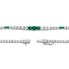 Lab Grown Green Emerald and White Sapphire Scalloped Tennis Necklace